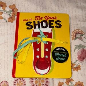 How to Tie Your Shoes Kids Learning Book - Yellow Cover with Red Shoe